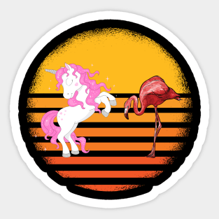 Pink Flamingo and pink Unicorn Sticker